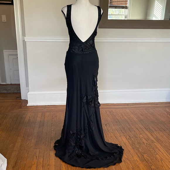 NWOT Elegant Handmade Formal Black Embellished Gown w/ Sheer Neckline | XS - Picture 5 of 14